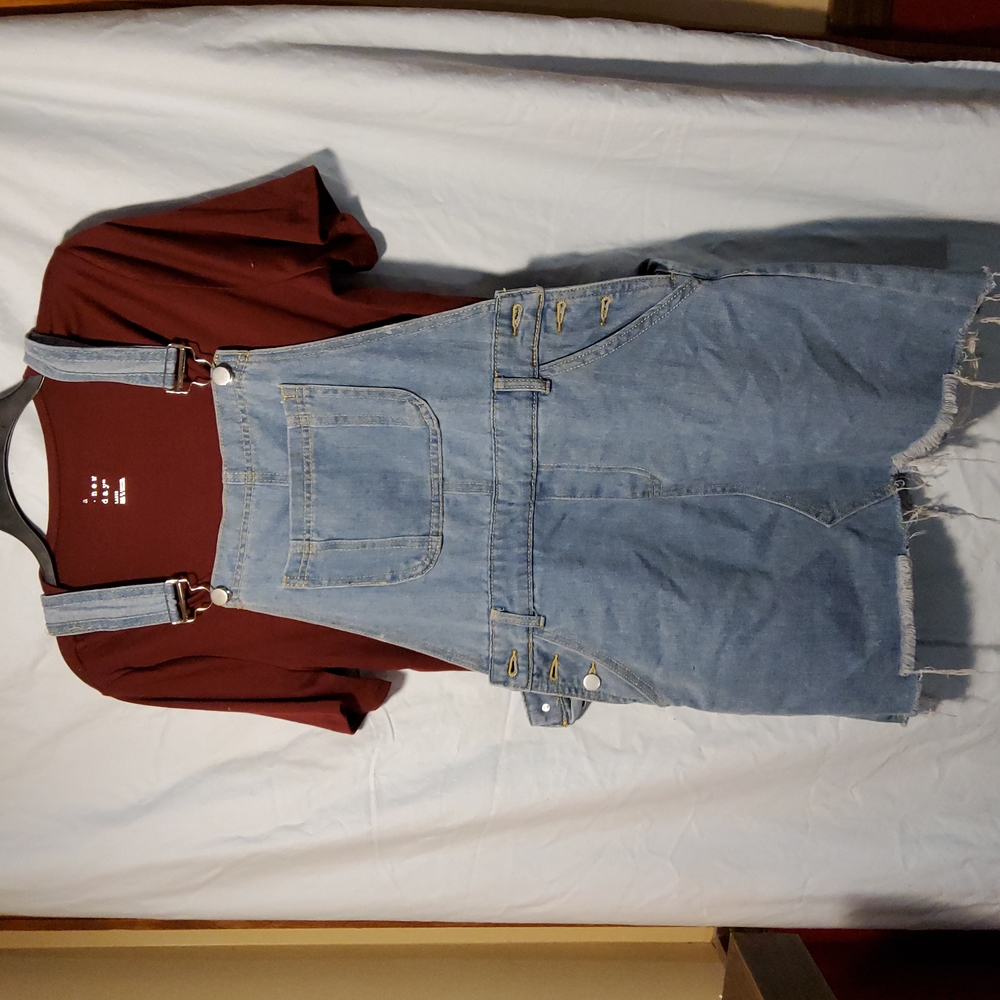 Denim overall skirt